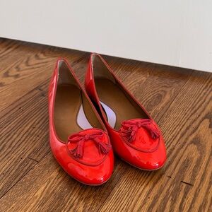 Red Patent Neely and Chloe Tassel Loafers - Women's Ballet Flats